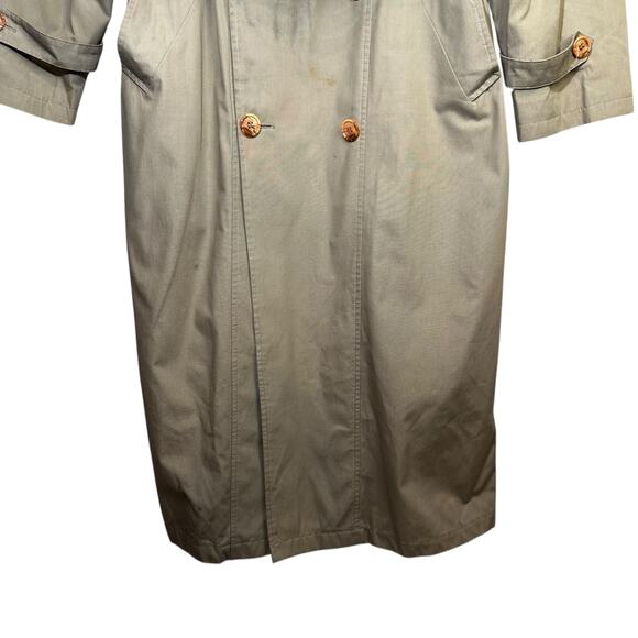 VTG Accents On Outerwear Mens Tan Double Breasted Trench Coat Removable Liner 38 - Picture 5 of 16